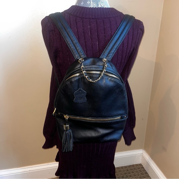 Margot Black Luxurious Leather Backpack Tassel - Picture 12 of 12